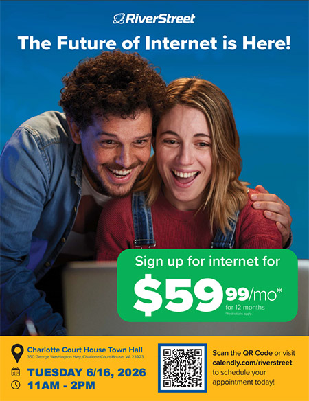 River Street broadband internet signup event flyer 06162026