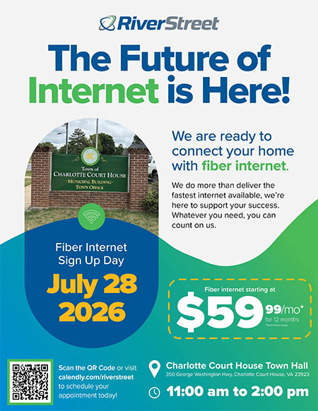 River Street broadband internet signup event flyer 07282026